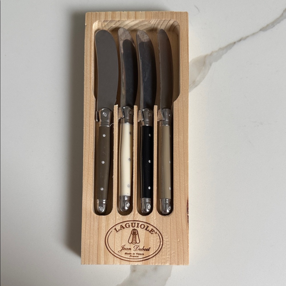 Laguiole Cheese Knife Set - Brown, Cream, Black Handles